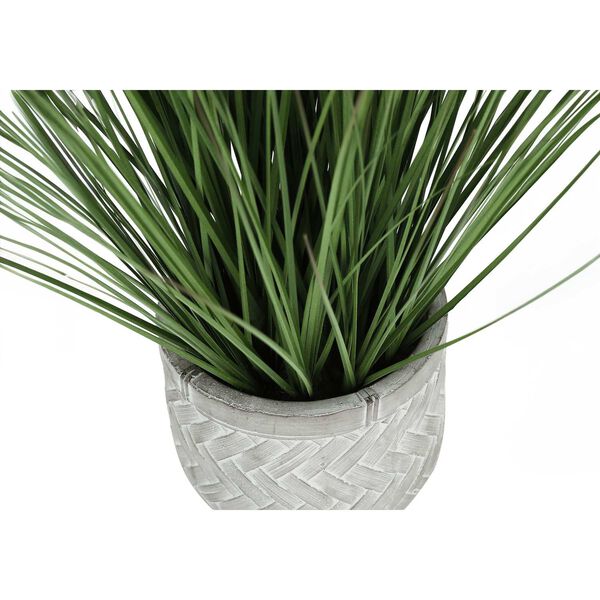 White Green 21-Inch Grass Indoor Table Potted Decorative Green Grass Artificial Plant, image 3